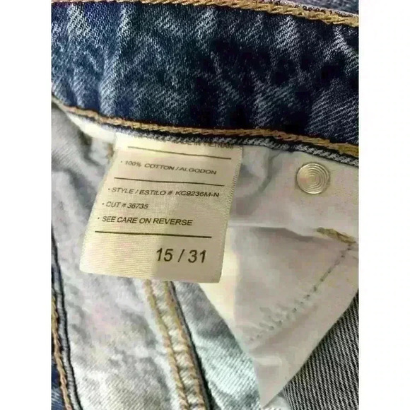 Kancan Distressed Jean Short Size15/31 Medium Wash Denim Frayed Hem Women - Picture 6 of 11